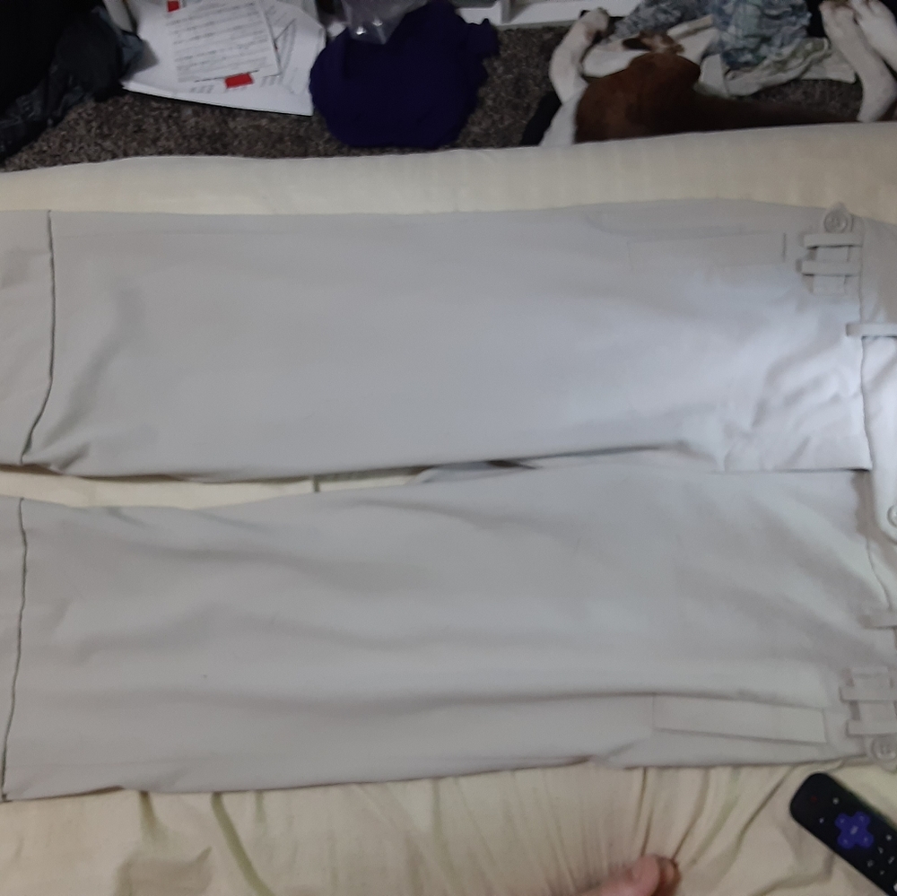 Khaki cropped at ankle pants